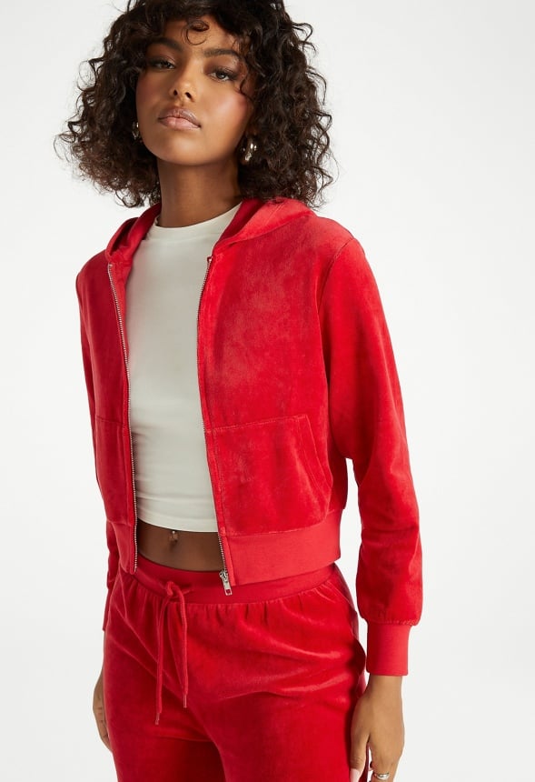 Velour Cropped Hoodie