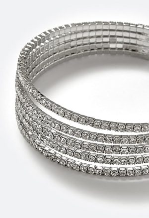 Alexis Glass Rhinestones Flexible Cuff Bracelet