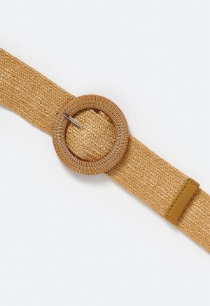 Lena Raffia Belt With Oval Buckle