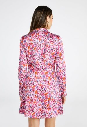 Satin Wrap Mini Dress