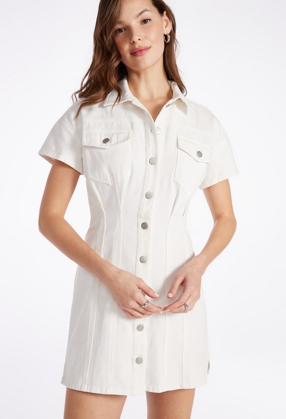 Seamed Denim Mini Dress