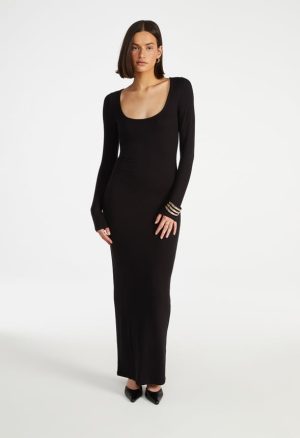 Square Neck Long Sleeve Maxi Dress