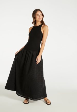 Halter Eyelet Maxi Dress