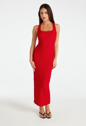 Square Neck Puckered Tank Dress