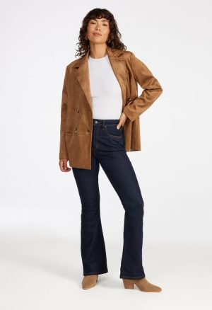 Faux Suede Double Breasted Blazer