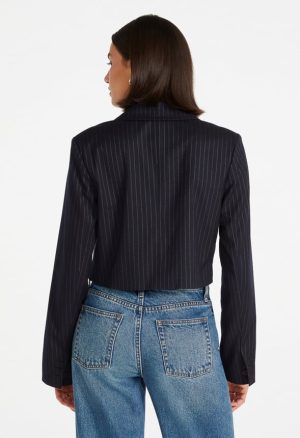 Cropped Pinstripe Blazer
