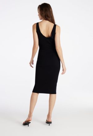 V-Neck Bodycon Midi Dress