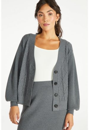 Cable Boxy Short Cardigan
