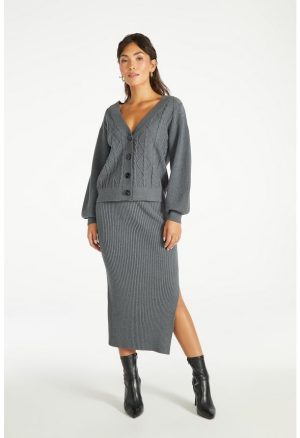 Cable Boxy Short Cardigan