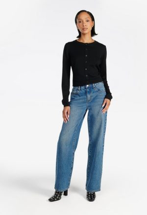 Cropped Fine Knit Cardigan