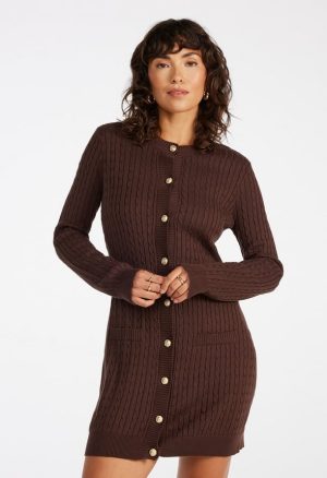 Cable Knit Cardigan Dress