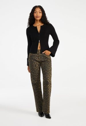 Zip Front Bell Sleeve Cardigan