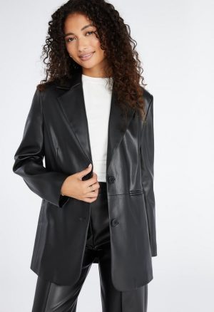 Oversized Faux Leather Blazer