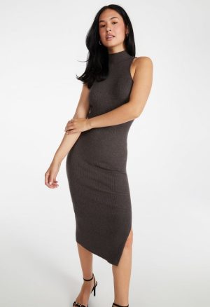 Mock Neck Sweater Midi Dress