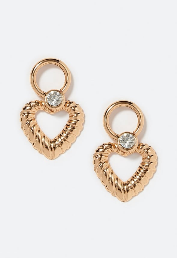 Joy Heart Drop Earrings With Glass Stone