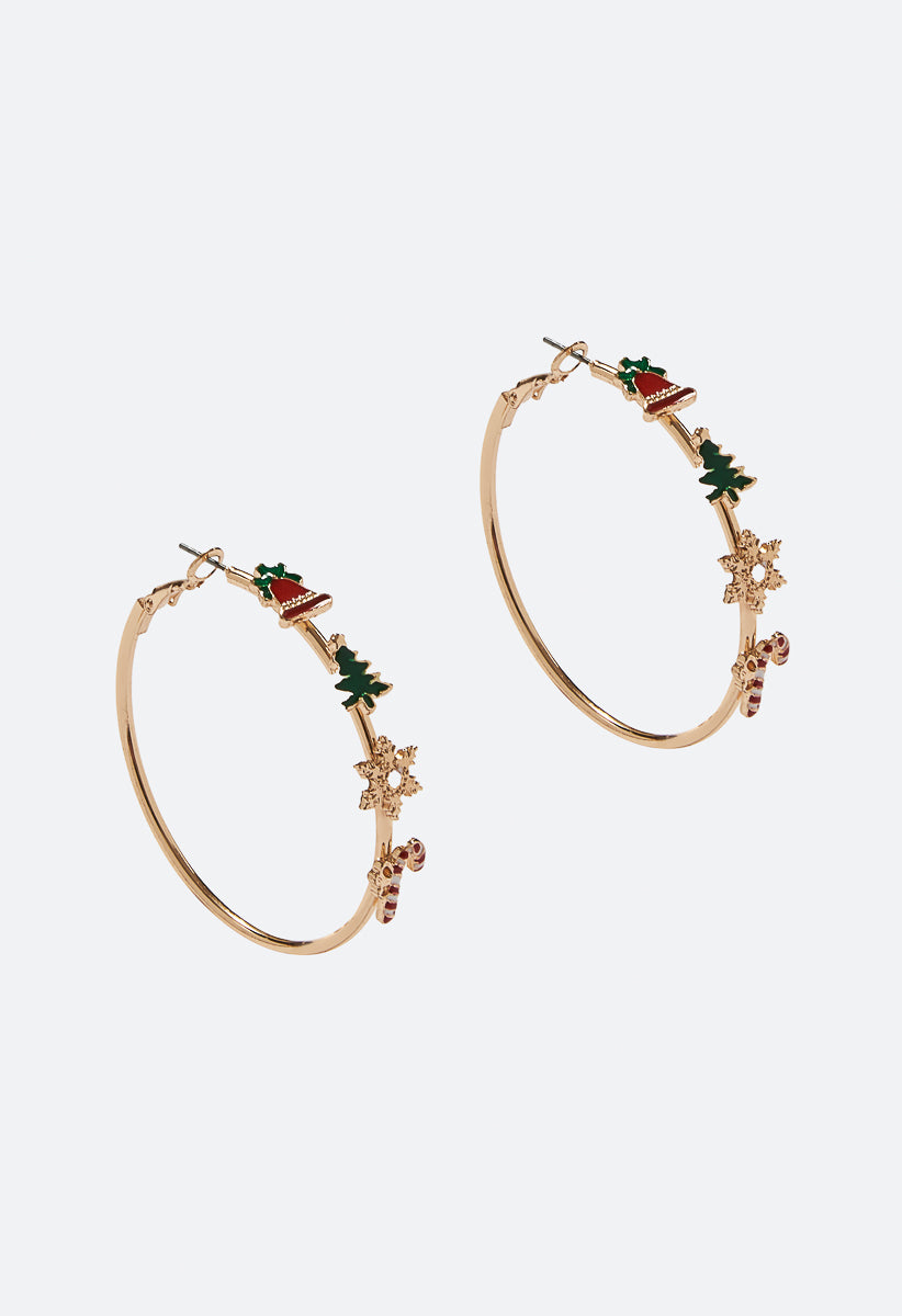 Festive Fun Enamel Motif Hoop Earrings