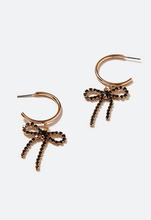 Festive Glass Bow Hoop Earrings