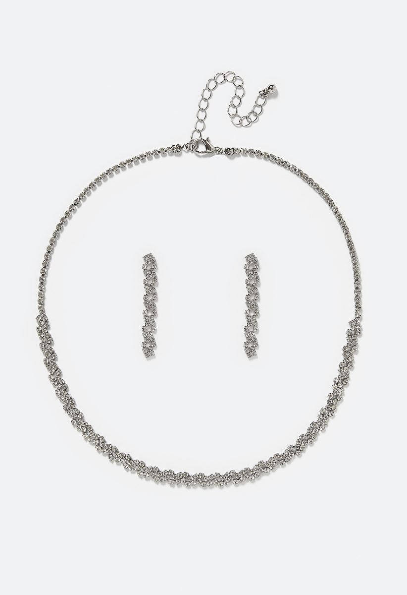 Remi Delicate Glass Stone Set Drop Earring And Necklace Set