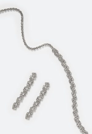 Remi Delicate Glass Stone Set Drop Earring And Necklace Set