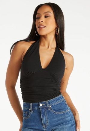 Ruched Halter Knit Top