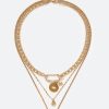 3-Rows Kate Necklace With Mix Charms And Carabiner Clasp