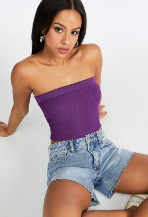 Lurex Rib Bandeau Top