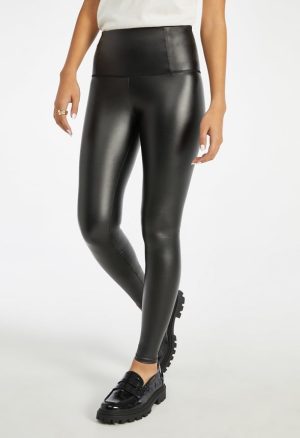 TUMMY TAMER FAUX LEATHER ANKLE LEGGING