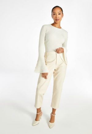 Straight Crop Leather Trousers