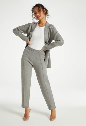 Knit High Rise Pintuck Trousers