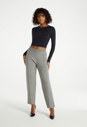 Knit High Rise Pintuck Trousers
