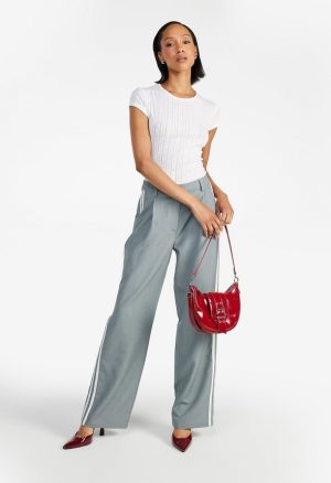 Tailored Mid Rise Racer Wide Leg Trousers