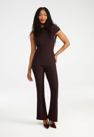 Draped Wide Leg Foldover Pants