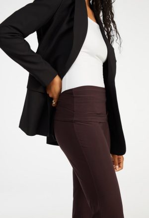 Draped Wide Leg Foldover Pants