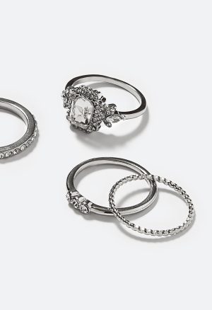 Noeme Ornate Glass Stone Ring Stack