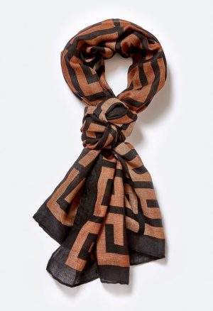 Jade Geometric Interlocking Large Woven Scarf