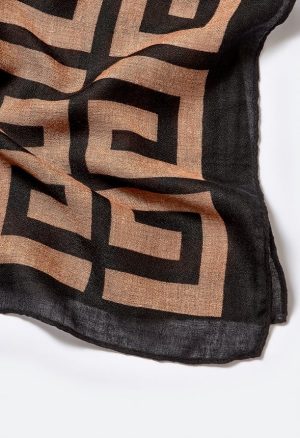 Jade Geometric Interlocking Large Woven Scarf