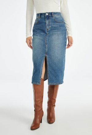 Evan Denim Midi Skirt