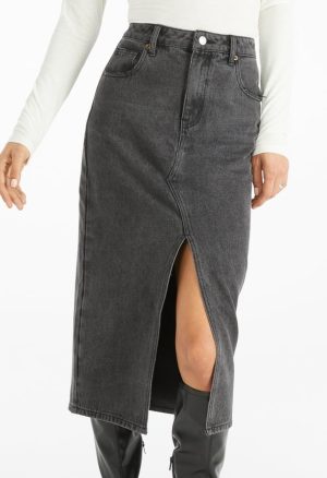 Evan Denim Midi Skirt