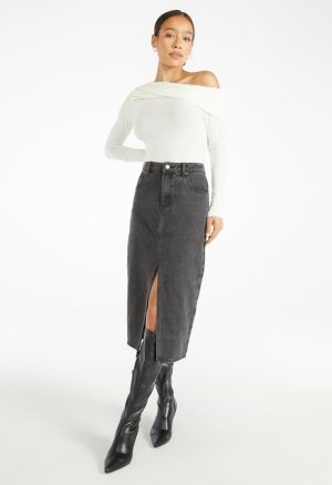 Evan Denim Midi Skirt
