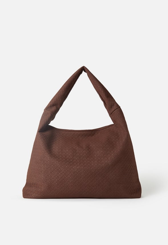 Woven Faux Suede Hobo Bag