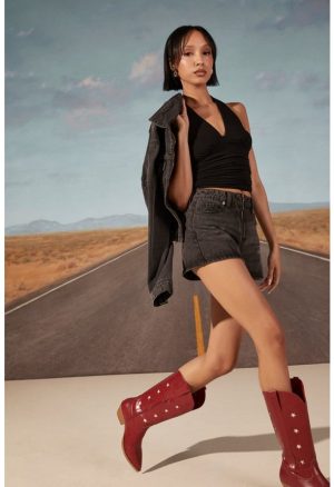 Zip Front Denim Shorts