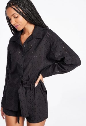 Eyelet Button Down Shirt