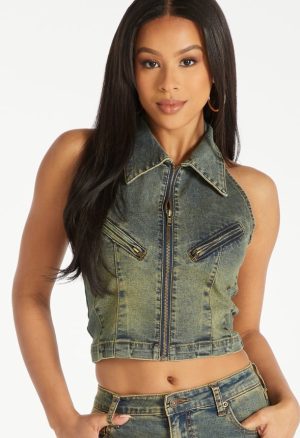 Denim Halter Vest