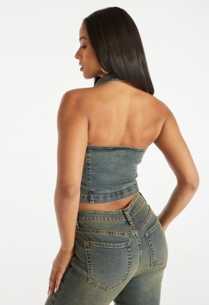 Denim Halter Vest