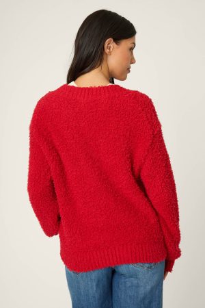 Bundle Up Boucle Red Cardigan