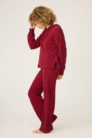 Chenille Cable Knit Hoodie Lounge Set