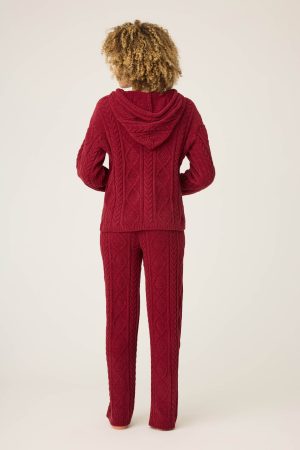 Chenille Cable Knit Hoodie Lounge Set