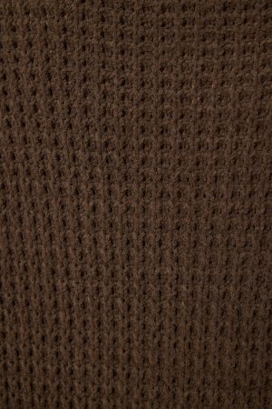 Chenille Waffle Long Sleeve Chocolate Top