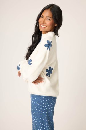 Cozy Life Floral Quarter-Zip Sweater