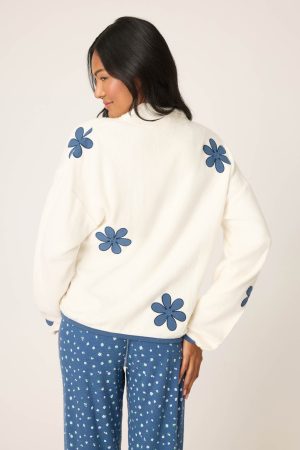 Cozy Life Floral Quarter-Zip Sweater